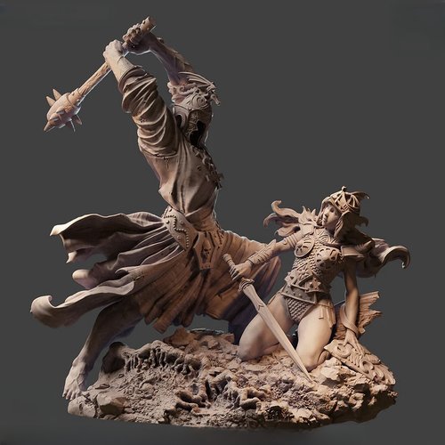 源模居GK 1/24 785MM树脂模型 伊欧玟与戒灵领主 手办白模 1096R