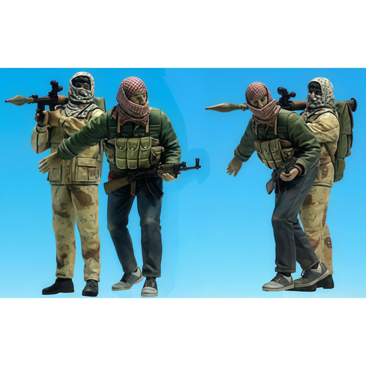 1/35树脂模型 街头战斗的巴勒斯坦土兵(2人)手办白模1575R