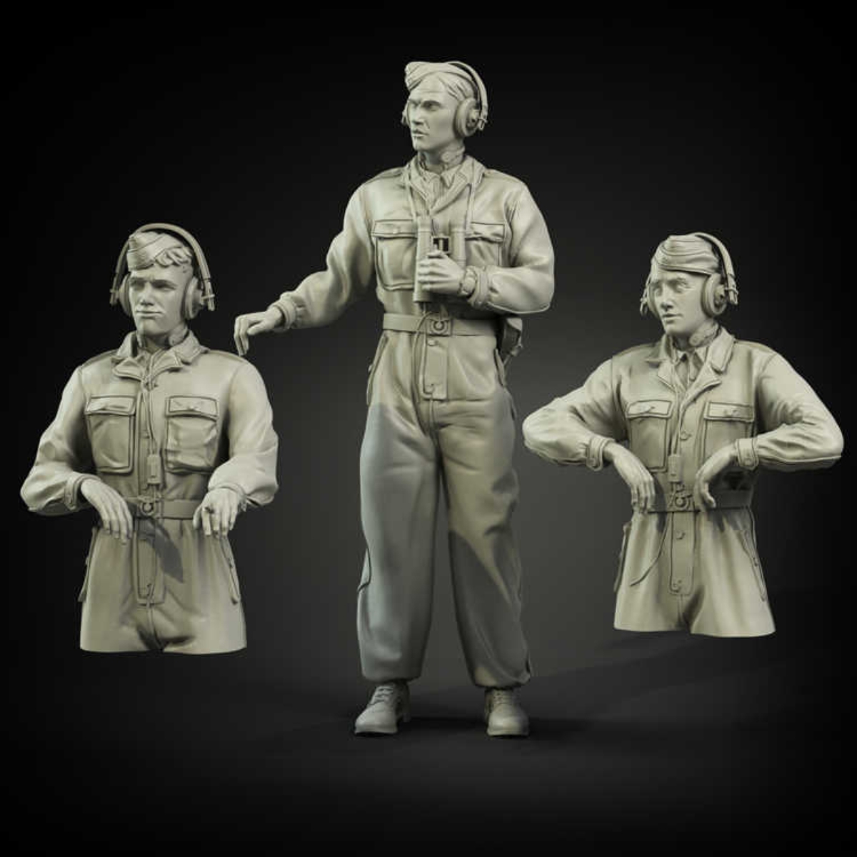 源模居GK 1/35树脂模型 德国坦克兵(3 人) 手办白模 898R