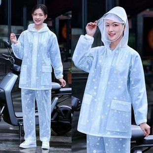 防暴雨时尚 两件套骑行旅游登山钓鱼 雨衣套装 加厚PVC材质分体雨裤