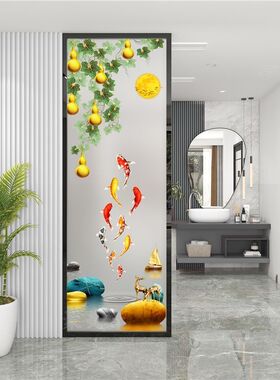 艺术画钢化玻璃屏风进门入户客厅遮挡玄关装饰现代简约轻奢隔断墙