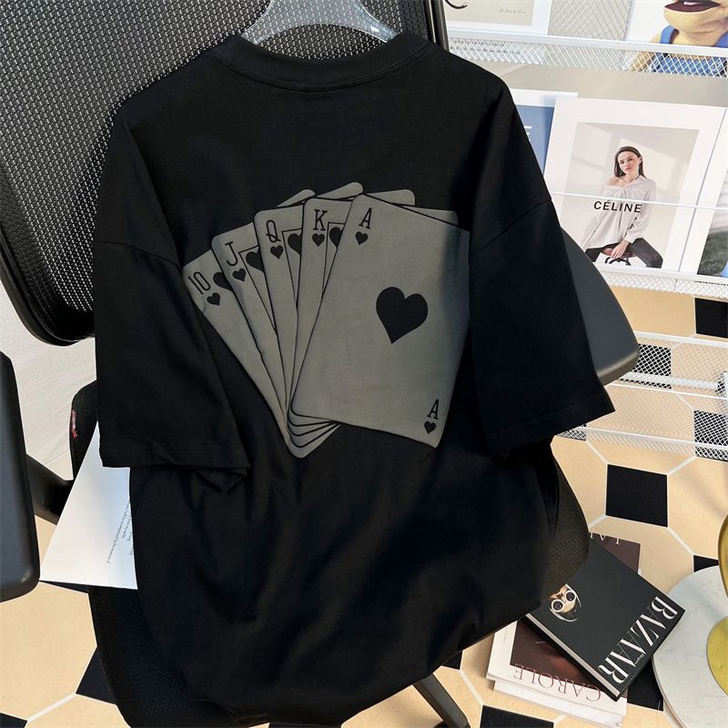 扑克牌时尚休闲短袖t恤休闲体恤