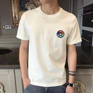 夏季男士短袖t恤2023新款半袖男生上衣服印花韩版百搭潮流体恤男
