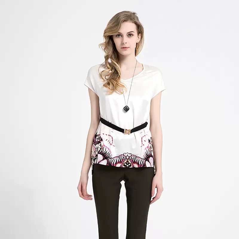 福芬2023夏新款女百搭宽松短袖印花淑女t恤上衣SY-10285