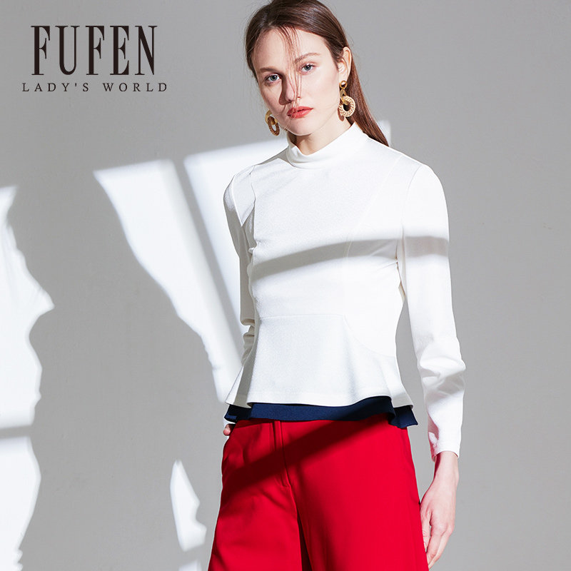 福芬2023年春季新款女士T恤上衣立领长袖修身显瘦ZS-11351