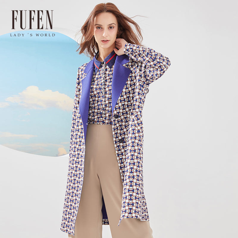 福芬春秋季新款风衣外套女中长款英伦风大气宽松FY-13903