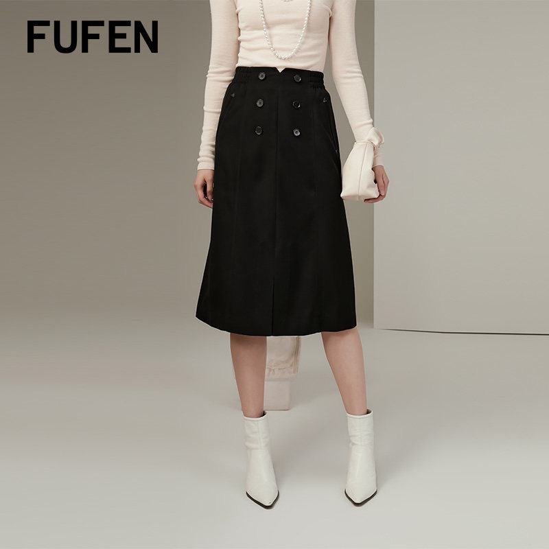 福芬春秋新款黑色半身裙气质职业裙大气优雅商务裙QZ-14821