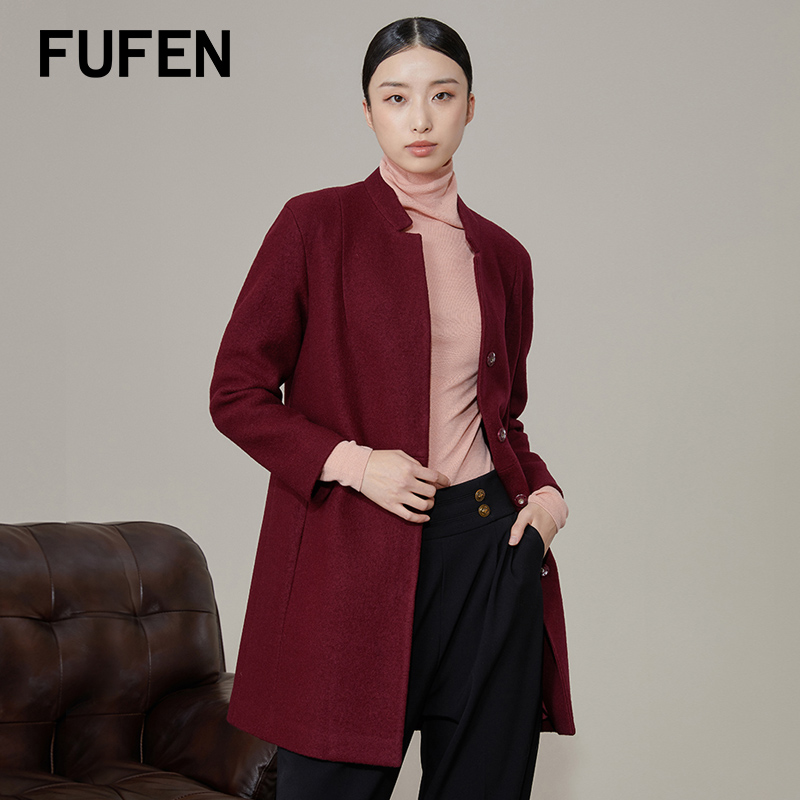 2023秋冬毛呢大衣女中长款修身宽松气质外套女FY-11238