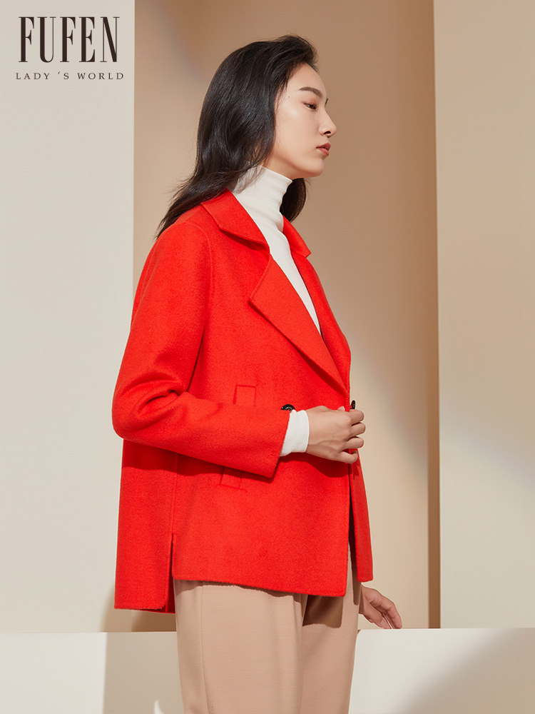 春秋新款毛呢外套女士纯色百搭气质翻驳领上衣SY-10685