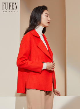 春秋新款毛呢外套女士纯色百搭气质翻驳领上衣SY-10685