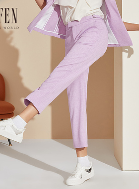 福芬秋季新款直筒醋酸西装裤显瘦百搭休闲裤KZ-50289-1