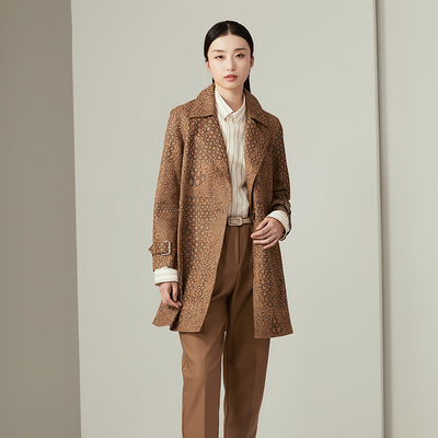 2023年春秋新款西装领风衣女休闲气质外套大衣SY-13905