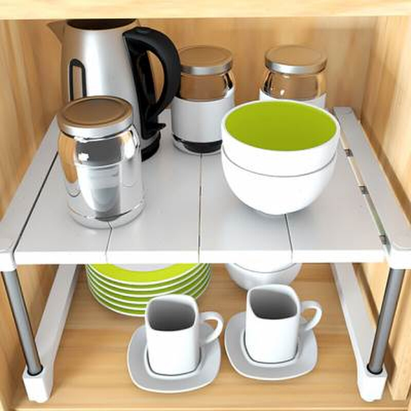 可伸缩置物架衣柜收纳隔层隔板分层架厨房下水槽多层省空间储物架