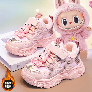 拉布布棉鞋女童鞋子2025新款冬季儿童二棉运动鞋女孩保暖冬鞋软底