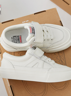 VISION童鞋 STICKY魔术贴白色全皮低帮运动鞋滑板鞋男女儿童