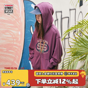 25春 复刻历史图案宽松落肩连帽拉链卫衣2色男女童装 VISION KIDS
