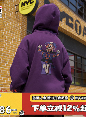 VISION童装 复刻系列美式复古印花宽松连帽卫衣男女儿童25秋新款