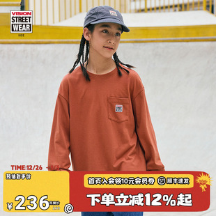 复古经典 美式 BOX LOGO口袋长袖 秋冬 VISION T恤男女童装 KIDS