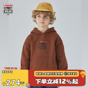 男女儿童复古小BOXLOGO宽松连帽抓绒印花卫衣 童装 VISION KIDS