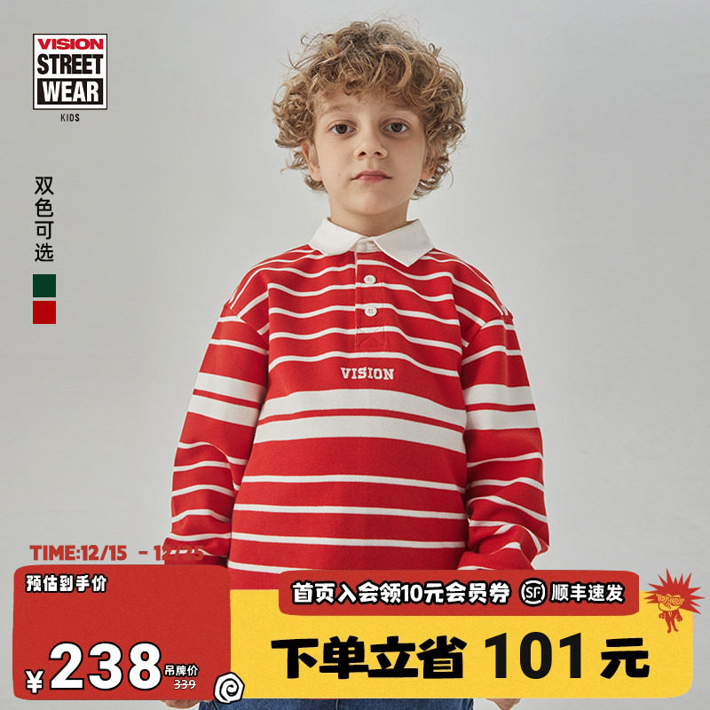 VISION条纹长袖POLO衫