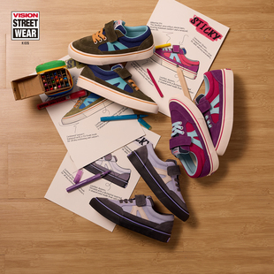 VISION童鞋 STICKY魔术贴低帮帆布鞋滑板鞋运动鞋男女儿童26春新