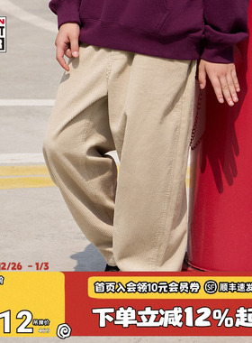 VISION童装 美式复古宽松洗水做旧灯芯绒长裤男女儿童25秋新款