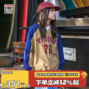 KIDS 长袖 童装 复古梭织撞色套头衫 卫衣 男女儿童秋冬美式 VISION