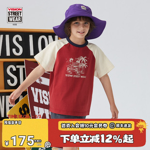 FAMILY夏日主题印花撞色短袖 VISION 男女儿童PSYCHO 童装 T恤 KIDS