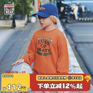 复古印花宽松落肩棉质圆领卫衣男女儿童26春新款 VISION童装 美式