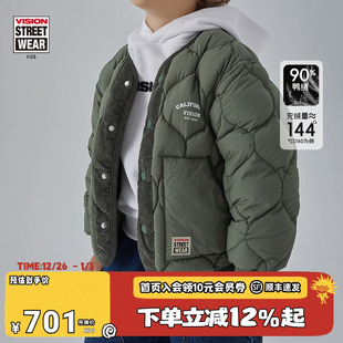 KIDS 街头复古灯芯绒拼接短款 童装 冬季 羽绒服 男女儿童同款 VISION