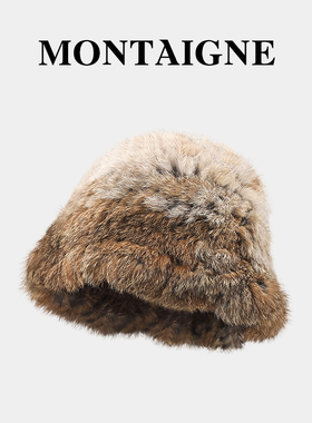 法国Montaigne/蒙田代购兔毛帽子女秋冬款保暖毛线帽显脸小渔夫帽
