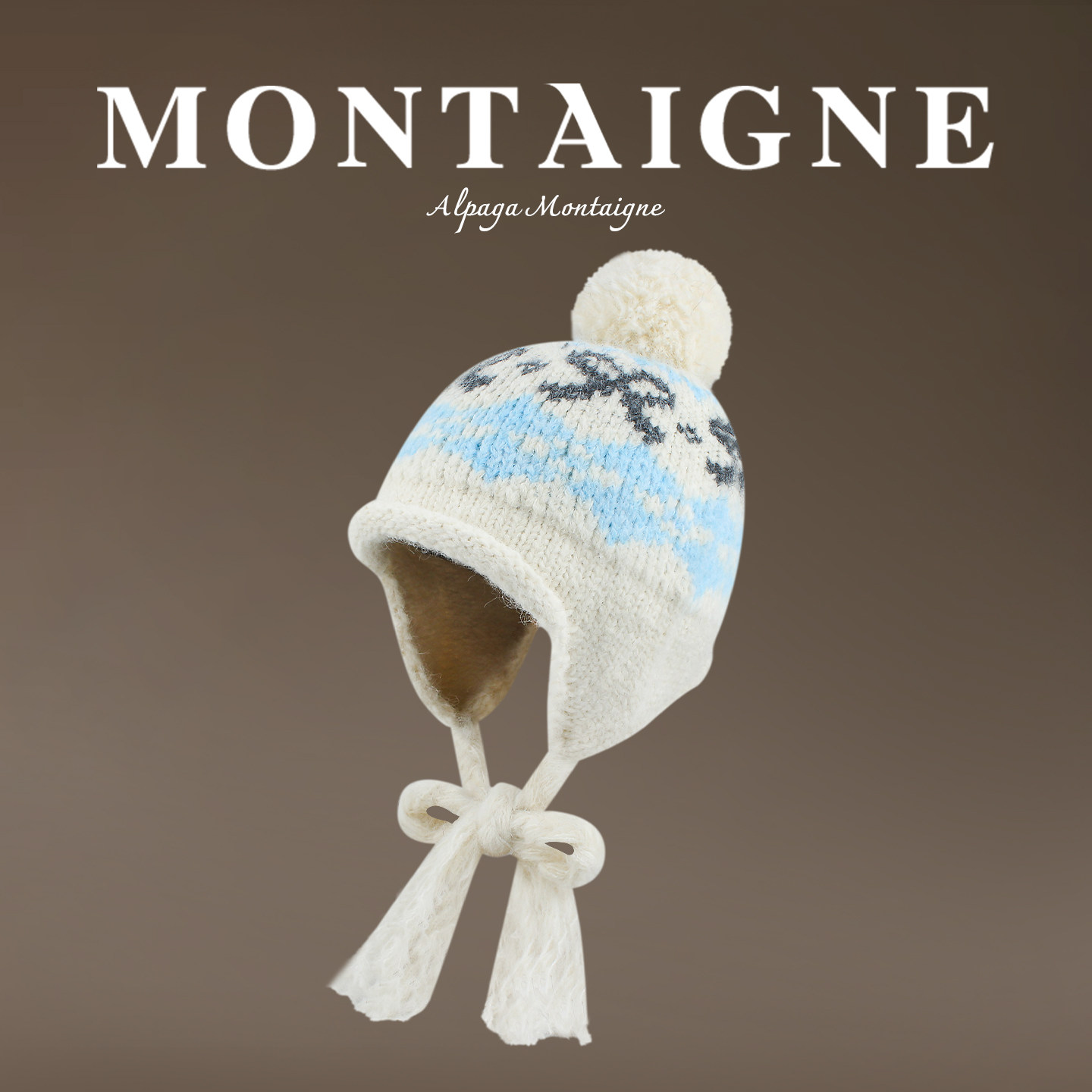 法国Montaigne/蒙田费尔岛提花针织护耳帽子女显脸小冬毛线雷锋帽