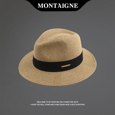 法国蒙田春夏男女百搭防晒草帽