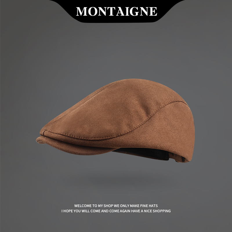 法国蒙田麂皮绒英伦前进贝雷帽子