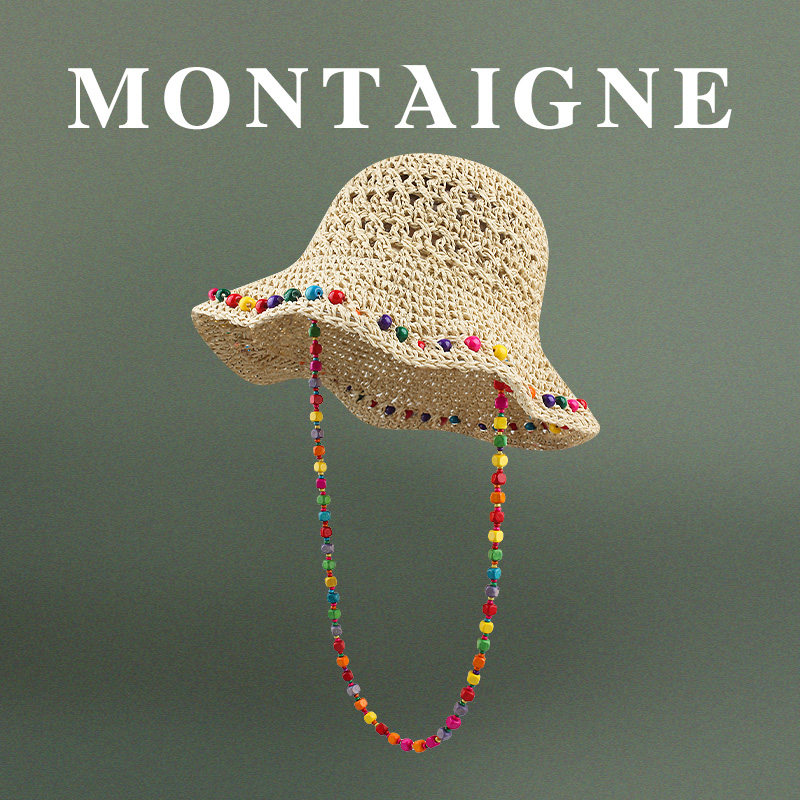 法国Montaigne/蒙田小众手工草编渔夫帽大帽檐遮阳防晒度假女帽子