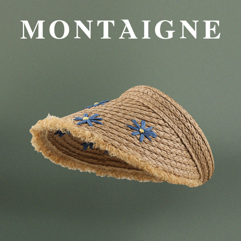 法国Montaigne/蒙田度假空顶发箍手工草编遮阳防晒帽子海边太阳帽