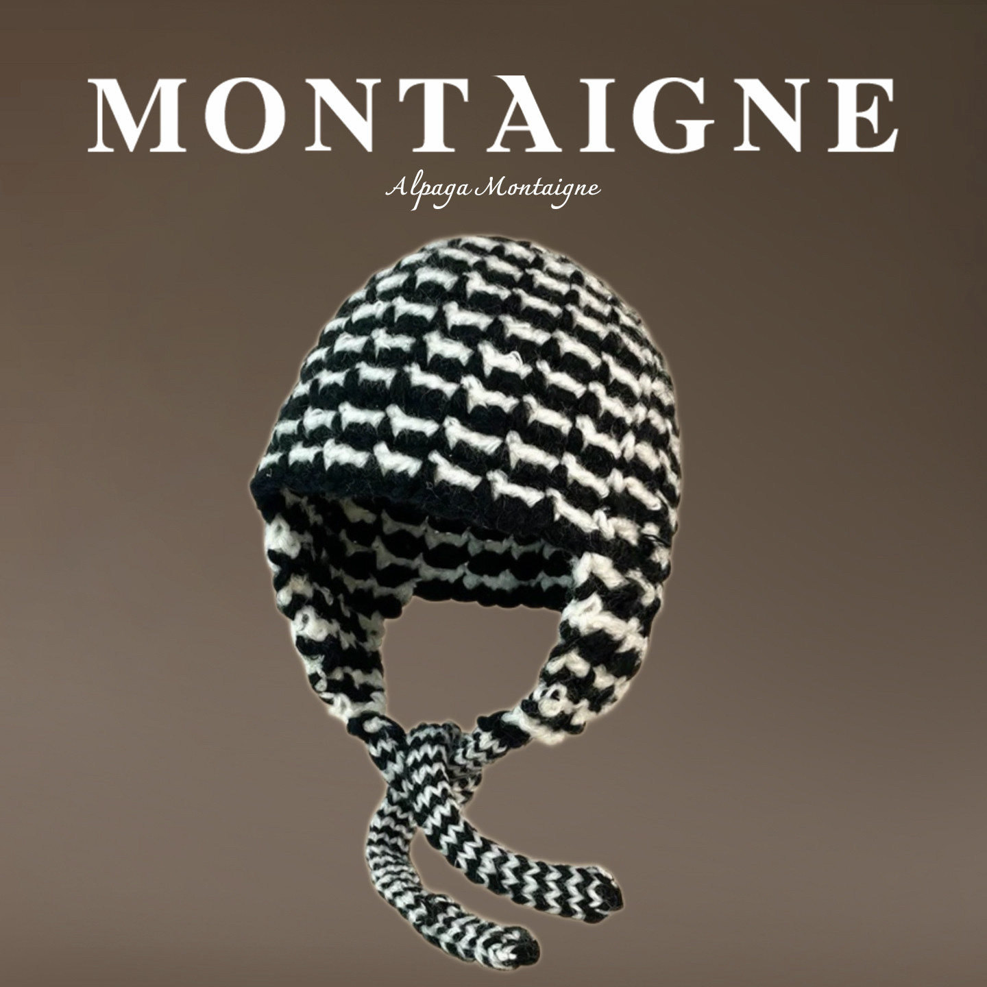 法国Montaigne/蒙田针织护耳帽子毛线秋冬包头雷锋帽条纹黑白套头
