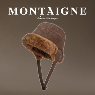 法国蒙田复古麂皮绒渔夫帽