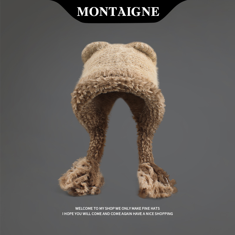 法国蒙田甜美2024冬针织雷锋帽