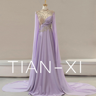 国风古筝演奏礼服裙高端主持人重工民族声乐美声独唱艺考演出服女