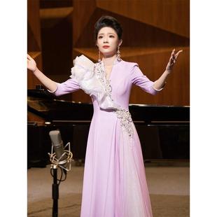 主持人晚礼服女重工高端气质音乐会舞台演奏服美声民歌独唱演出服