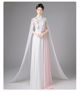 中国风古筝声乐演出服学生艺考二胡琵琶演奏服表演舞台古装连衣裙