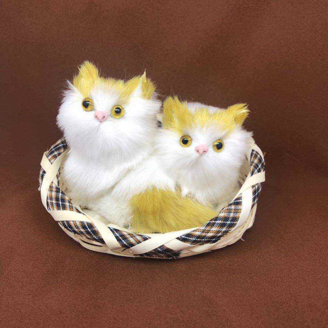 仿真猫咪会叫景区篮子声控猫咪逼真儿童玩具家庭摆件可爱宠物