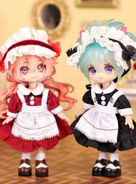 哈乐动漫ob11娃衣可爱女仆套装12分素体可穿bjd娃娃衣服gsc可