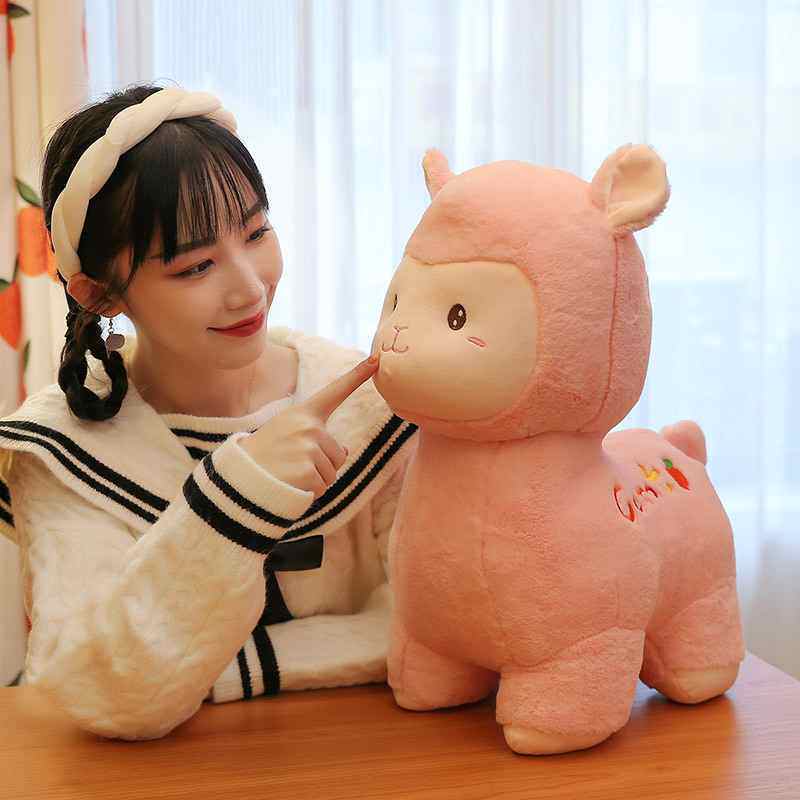 网红款可爱兔绒羊驼公仔毛绒玩具大号布娃娃床上睡觉抱枕家居摆件