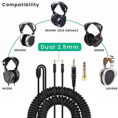 适用HIFIMAN HE400i he560  双2.5mm插头戴耳机弹簧耳机线升级线