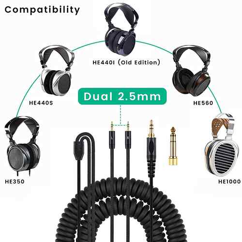 适用HIFIMAN HE400i he560  双2.5mm插头戴耳机弹簧耳机线升级线