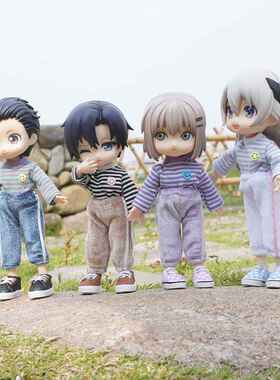 哈乐动漫ob11娃衣翻绒运动裤12分素体可穿bjd娃娃衣服现货可