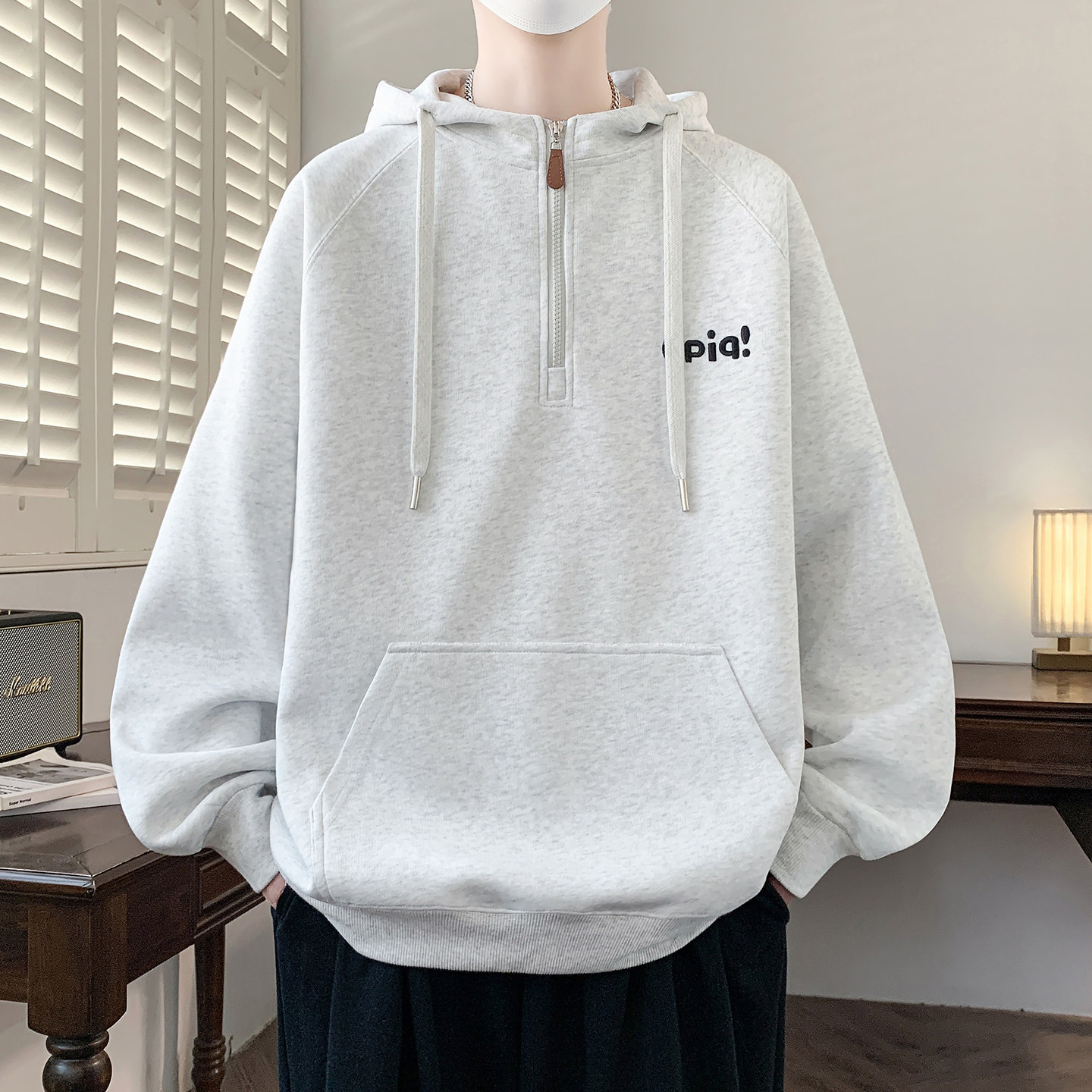 春秋季新款连帽卫衣男孩青少年初中高中学生帅气上衣服大童男装潮