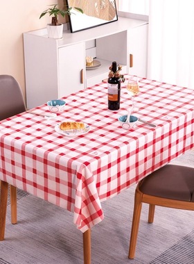 石头布加厚商用餐厅饭店大排档用红白格印花台布可定制印LOGO批发